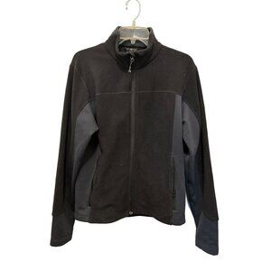 VAUDE Size Med Full Zip Jacket Sweatshirt Black Fleece